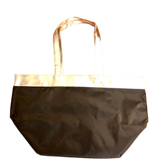 BLOOMINGDALE'S Black & Silver Vegan Shopping Tote NWT - Picture 1 of 4